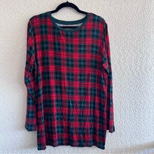 Little Sleepies Men’s Christmas Bamboo Plaid Red Green Pajama Shirt Size Large